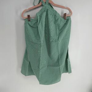 Zeagoo Women's Green White  Gingham Halter Top Size Medium NWT